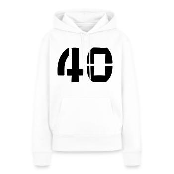 40 - Numéro - Anniversaire - Sweat à capuche Premium bio Femme - blanc - Devant - Julia (174cm)