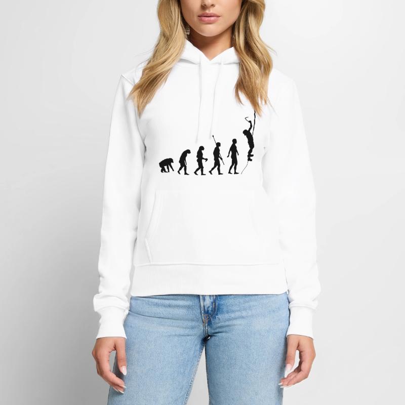 Evolution des Menschen, Eisklettern, Eiskletterer Frauen Premium Bio Hoodie