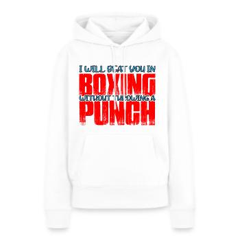 Vous battra en boxe sans lancer un coup de poing 4 - Sweat à capuche Premium bio Femme - blanc - Devant - Julia (174cm)