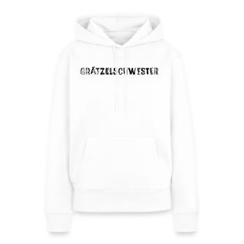 Grätzelschwester – Wiener Dialekt Kult Spruch - Frauen Premium Bio Hoodie - Weiß - Vorne - Julia (174cm)