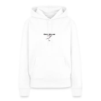 cherry blossom - Frauen Premium Bio Hoodie - Weiß - Vorne - Julia (174cm)