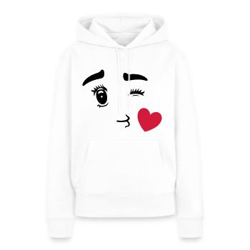 Cute Emoticon Kissing Heart - Sweat à capuche Premium bio Femme - blanc - Devant - Julia (174cm)