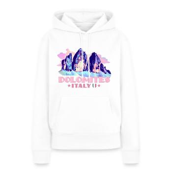 Dolomites Dolomites Souvenirs Randonnée Trois Pics - Sweat à capuche Premium bio Femme - blanc - Devant - Julia (174cm)