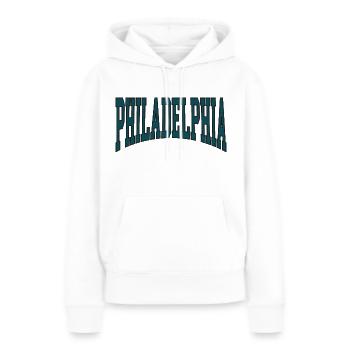 Philadelphia - Frauen Premium Bio Hoodie - Weiß - Vorne - Julia (174cm)