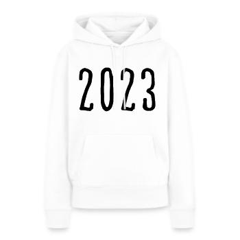 2023 - Jahr - Jahreswechsel - Frauen Premium Bio Hoodie - Weiß - Vorne - Julia (174cm)