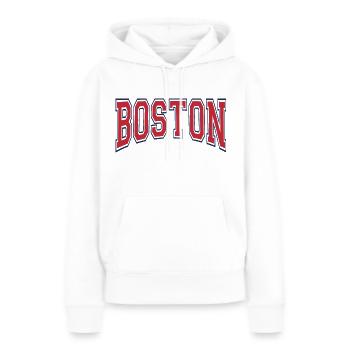 Boston - Sweat à capuche Premium bio Femme - blanc - Devant - Julia (174cm)