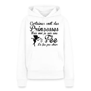 la fée pas chier - Sweat à capuche Premium bio Femme - blanc - Devant - Julia (174cm)