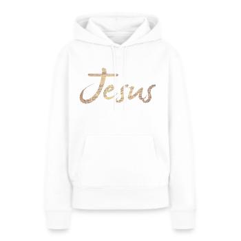 Jésus - Sweat à capuche Premium bio Femme - blanc - Devant - Julia (174cm)