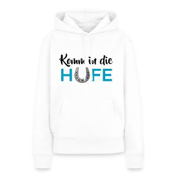 Komm in die Hufe - Frauen Premium Bio Hoodie - Weiß - Vorne - Julia (174cm)