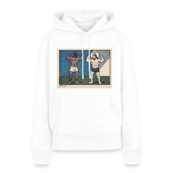 Vintage Muskelmann Jesus Gym - Frauen Premium Bio Hoodie - Weiß - Vorne - Julia (174cm)