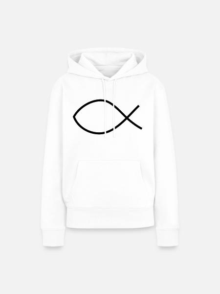 Symbole chrétien de poisson - Sweat à capuche Premium bio Femme - blanc
