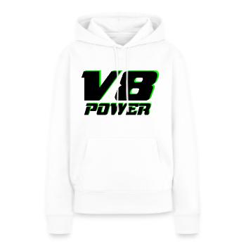 V8 - Sweat à capuche Premium bio Femme - blanc - Devant - Julia (174cm)