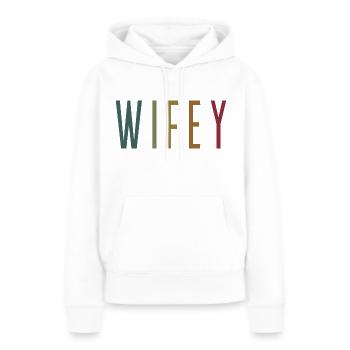 Retro Wifey Matching Paar Hochzeitsfeier Ehe - Frauen Premium Bio Hoodie - Weiß - Vorne - Julia (174cm)