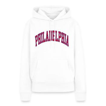 Philadelphia - Frauen Premium Bio Hoodie - Weiß - Vorne - Julia (174cm)