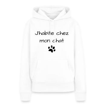 j’habite chez mon chat humour - Sweat à capuche Premium bio Femme - blanc - Devant - Julia (174cm)