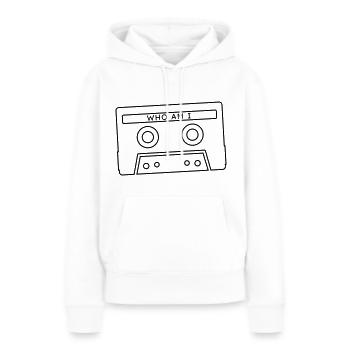 Cassette audio rétro - Sweat à capuche Premium bio Femme - blanc - Devant - Julia (174cm)