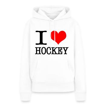 Ich liebe Hockey - schwarz - Frauen Premium Bio Hoodie - Weiß - Vorne - Julia (174cm)