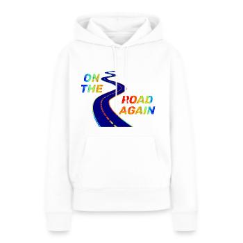ENCORE SUR LA ROUTE - GLOBETROTTER - WORLD BUMPER - Sweat à capuche Premium bio Femme - blanc - Devant - Julia (174cm)