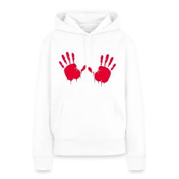 Mains, empreinte avec de la peinture fraîche - Sweat à capuche Premium bio Femme - blanc - Devant - Julia (174cm)