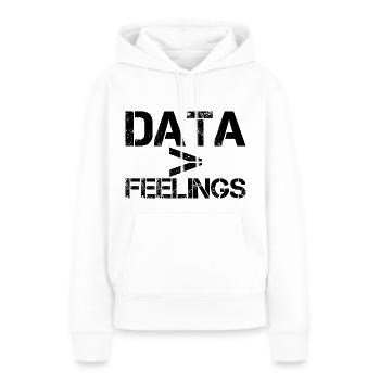 Les données sont plus grandes que les sentiments - Sweat à capuche Premium bio Femme - blanc - Devant - Julia (174cm)
