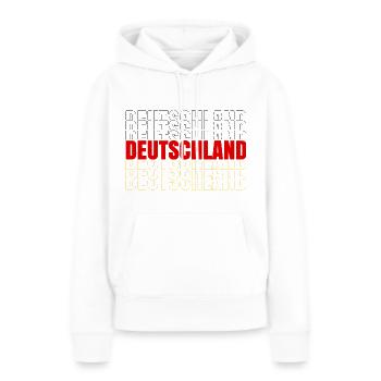 DEUTSCHLAND - HEIMATLAND - SCHWARZROTGOLD - TEAM - Frauen Premium Bio Hoodie - Weiß - Vorne - Julia (174cm)