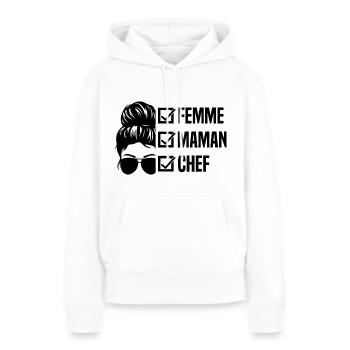 Femme maman chef idée cadeau pour la fête des mère - Sweat à capuche Premium bio Femme - blanc - Devant - Julia (174cm)