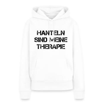 Hanteln Sind Meine Therapie - Frauen Premium Bio Hoodie - Weiß - Vorne - Julia (174cm)