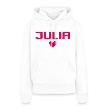 Julia Cœur - Sweat à capuche Premium bio Femme - blanc - Devant - Julia (174cm)