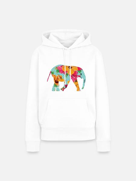 Elefant - Frauen Premium Bio Hoodie - Weiß