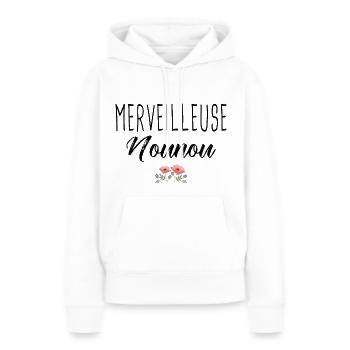 Nounou Merveilleuse nounou cadeau nounou nourice - Sweat à capuche Premium bio Femme - blanc - Devant - Julia (174cm)