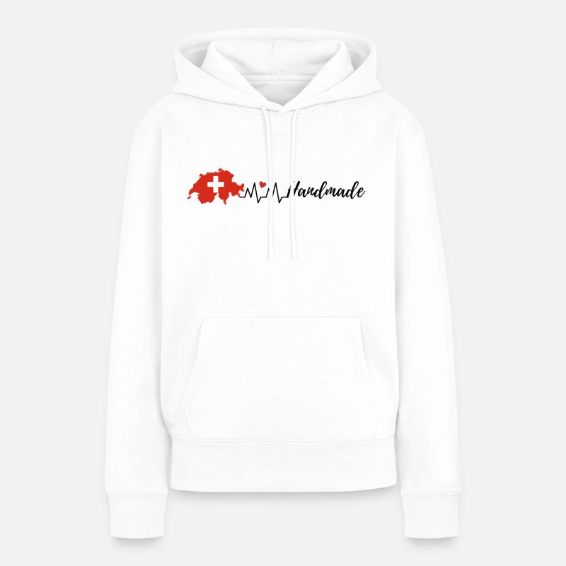 Fait main - Sweat à capuche Premium bio Femme - blanc