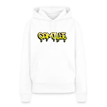 Graffiti prénom Camille - Sweat à capuche Premium bio Femme - blanc - Devant - Julia (174cm)