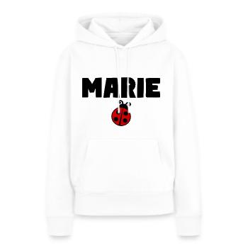 MARIE Coccinelle - Sweat à capuche Premium bio Femme - blanc - Devant - Julia (174cm)