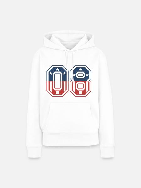 Anzahl 08 USA - Frauen Premium Bio Hoodie - Weiß