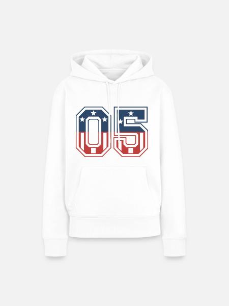 Anzahl 05 USA - Frauen Premium Bio Hoodie - Weiß
