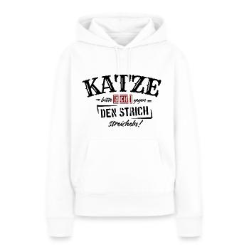 Katze nicht gegen den Strich streicheln! - Frauen Premium Bio Hoodie - Weiß - Vorne - Julia (174cm)