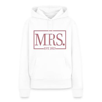 Mme Est. 2023 Fiançailles Mariage Douche nuptiale - Sweat à capuche Premium bio Femme - blanc - Devant - Julia (174cm)