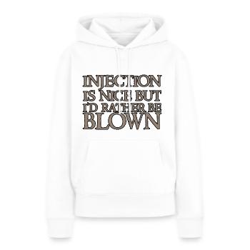 L’injection est agréable mais je préfère être soufflé 2 - Sweat à capuche Premium bio Femme - blanc - Devant - Julia (174cm)