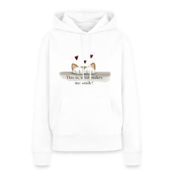 Chat - Dictons de chat - Patte de chat - Sweat à capuche Premium bio Femme - blanc - Devant - Julia (174cm)