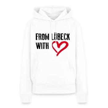 DE LÜBECK WITH LOVE Lübeck Amour - Sweat à capuche Premium bio Femme - blanc - Devant - Julia (174cm)