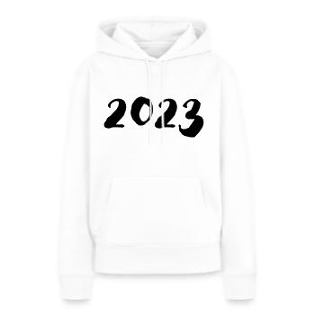 2023 - Jahr - Jahreswechsel - Frauen Premium Bio Hoodie - Weiß - Vorne - Julia (174cm)
