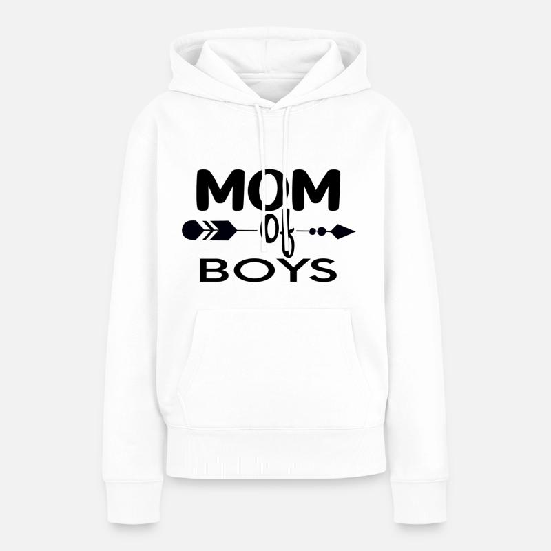 Maman de garçons - Sweat à capuche Premium bio Femme - blanc