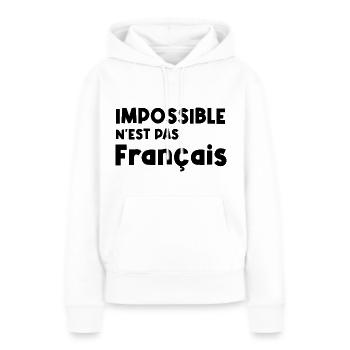 impossible n'est pas français - Sweat à capuche Premium bio Femme - blanc - Devant - Julia (174cm)