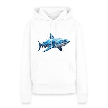Grand requin blanc - Sweat à capuche Premium bio Femme - blanc - Devant - Julia (174cm)