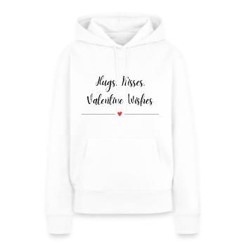Umarmungen, Küsse, Valentinswünsche - Frauen Premium Bio Hoodie - Weiß - Vorne - Julia (174cm)