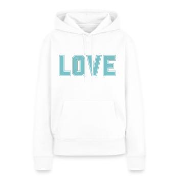 L’AMOUR est le plus important + le plus fort de l’univers - Sweat à capuche Premium bio Femme - blanc - Devant - Julia (174cm)