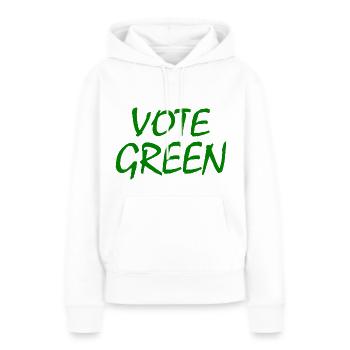 Vote green - Sweat à capuche Premium bio Femme - blanc - Devant - Julia (174cm)