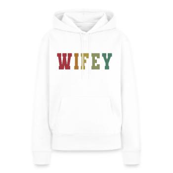 Retro Wifey Matching Paar Hochzeitsfeier Ehe - Frauen Premium Bio Hoodie - Weiß - Vorne - Julia (174cm)
