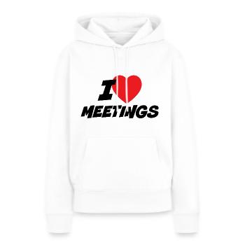 Ich liebe Meetings - Frauen Premium Bio Hoodie - Weiß - Vorne - Julia (174cm)