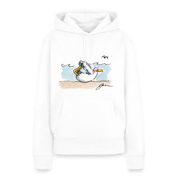 prinzenart / Möwenyoga / Bogen - Frauen Premium Bio Hoodie - Weiß - Vorne - Julia (174cm)